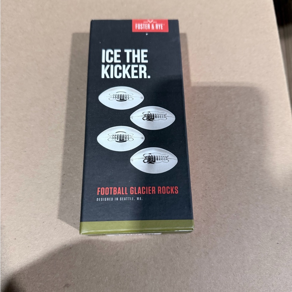 Foster & Rye Football Glacier Ice Rocks Cubes, One Size, Silver 4 Pieces